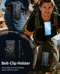 Samsung Galaxy A37 Phone Case: Rugged Protective Phone Case with Belt Clip Holster and Kickstand