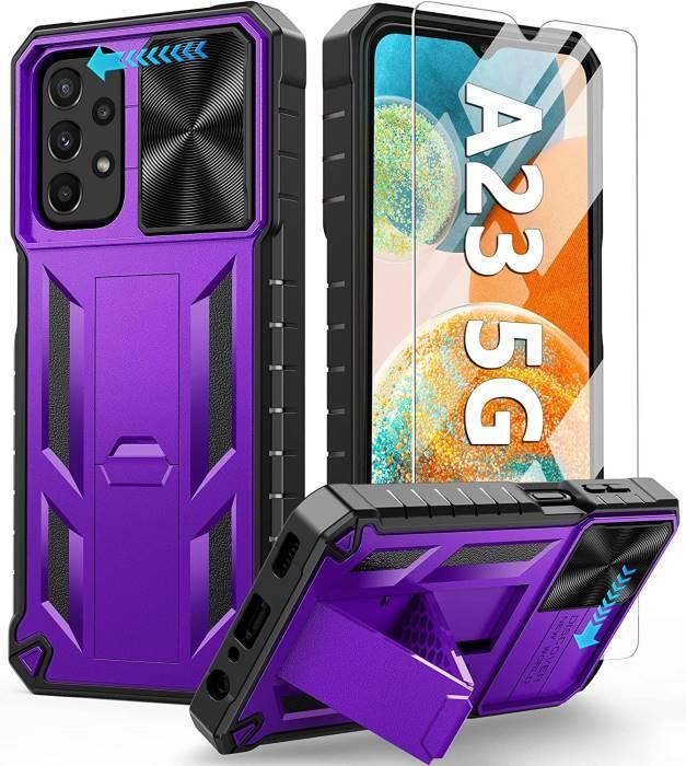 for Samsung Galaxy A23 5G/4G Case with Tempered Glass Screen Protector and  Camera Lens Cover,Heavy Duty Rugged Shockproof Full Body Protective Phone