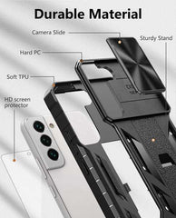 Galaxy S22 Military Grade TPU Matte Textured Bumper Cover with Kickstand - FNTCASE OFFICIAL