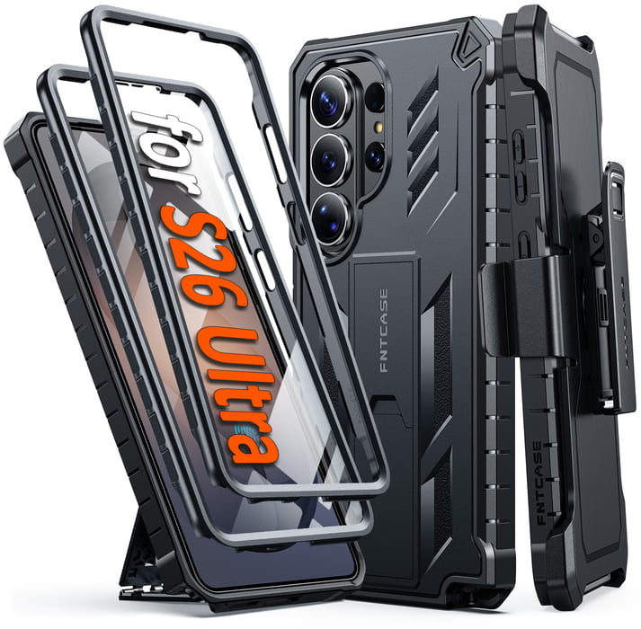 Front Frame Samsung Galaxy S26 Ultra Case with Belt Clip Holster and Kickstand ...
