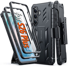 Samsung Galaxy S26 Plus Case with Belt Clip Holster and Kickstand Military-Grade Protection Includes 2 Front Frames and a Built-in Screen Protector