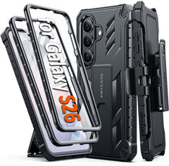 Samsung Galaxy S26 Case with Belt Clip Holster and Kickstand Military-Grade Protection Includes 2 Front Frames and a Built-in Screen Protector