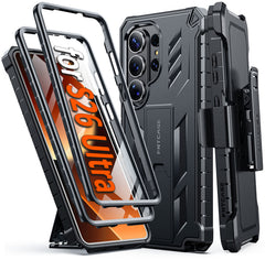 Samsung Galaxy S26 Ultra Case with Belt Clip Holster and Kickstand Military-Grade Protection Includes 2 Front Frames and a Built-in Screen Protector