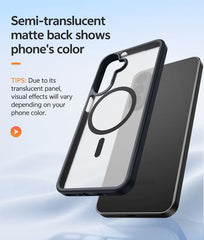 Samsung Galaxy A27 Phone Case: Magnetic Translucent Matte Shockproof Slim Phone Cover - Military Grade Drop Proof Hard Back Anti-Fingerprint Protective Case