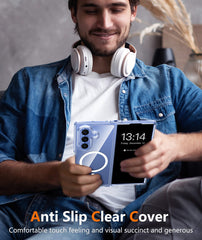 Samsung Z Fold 8 Ultra/Z Fold 7 Magnetic Case: Clear Military Grade Drop Protection Anti Yellowing Cell Phone Cover
