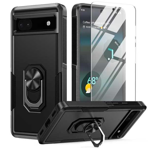 Pixel 6A case with Ring Holder Kickstand Military Shockproof Protection Cell Phone Protective Cover - FNTCASE OFFICIAL