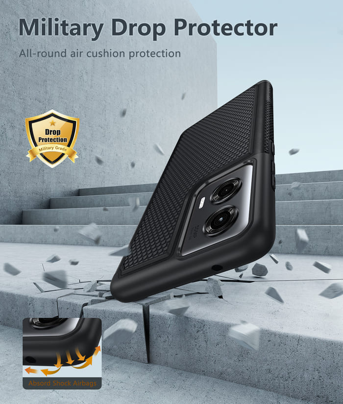 FNTCASE Moto G Stylus 5G 2024 Case Shock Protective Texture Back Black