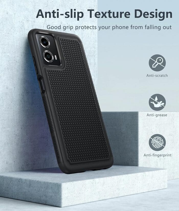 FNTCASE Moto G 5G 2024 Protective Phone Case with Textured Design Black