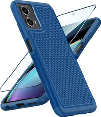 FNTCASE Moto G 5G 2024 Protective Phone Case with Textured Design Blue