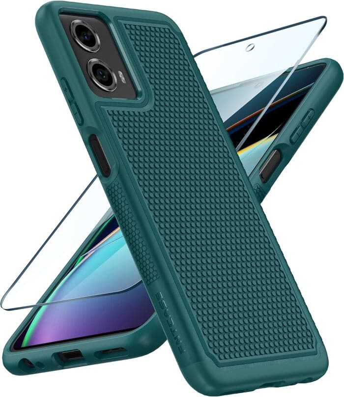 FNTCASE Moto G 5G 2024 Protective Phone Case with Textured Design Green