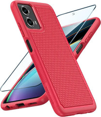 FNTCASE Moto G 5G 2024 Protective Phone Case with Textured Design Red