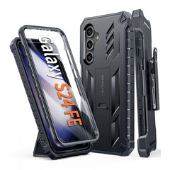 FNTCASE For Samsung Galaxy S24 FE Phone Case: Rugged Protective Phone Case with Belt Clip Holster and Kickstand