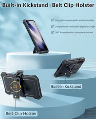 FNTCASE For Samsung Galaxy S24 FE Phone Case: Rugged Protective Phone Case with Belt Clip Holster and Kickstand