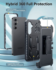 FNTCASE For Samsung Galaxy S24 FE Phone Case: Rugged Protective Phone Case with Belt Clip Holster and Kickstand