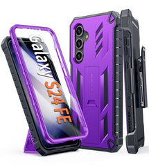 FNTCASE For Samsung Galaxy S24 FE Phone Case: Rugged Protective Phone Case with Belt Clip Holster and Kickstand