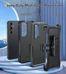 FNTCASE for Samsung Galaxy S24 FE Phone Case: Dual Layer Military Grade Drop Protection Phone Cover with Belt-Clip Holster | Rugged Durable Heavy Duty Shockproof Protective Bumper Tough