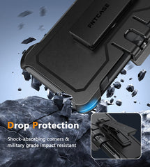 FNTCASE for Samsung Galaxy S24 FE Phone Case: Dual Layer Military Grade Drop Protection Phone Cover with Belt-Clip Holster | Rugged Durable Heavy Duty Shockproof Protective Bumper Tough