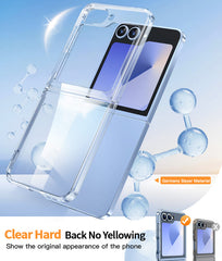 FNTCASE for Samsung Z Flip 6 Phone Case: Clear Slim Anti Yellowing Shockproof Protective