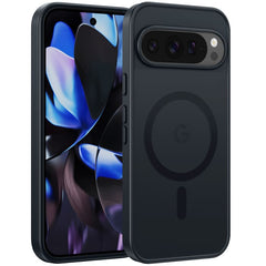 FNTCASE Google Pixel 9/9 Pro 6.2インチ用電話ケース: マグネット式半透明マット耐衝撃スリム電話カバー - ミリタリーグレードの落下防止ハードバック指紋防止保護ケース