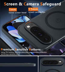 FNTCASE for Google Pixel 9/ 9 Pro 6.2 Inch Phone Case: Magnetic Translucent Matte Shockproof Slim Phone Cover - Military Grade Drop Proof Hard Back Anti-Fingerprint Protective Case