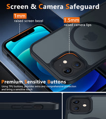 FNTCASE for iPhone 12 Mini 13 Mini Phone Case: Magnetic Translucent Matte Shockproof Slim Phone Cover - Military Grade Drop Proof Hard Back Anti-Fingerprint Protective Case