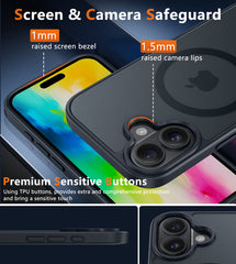 FNTCASE for iPhone 16 Plus Phone Case: Magnetic Translucent Matte Shockproof Slim Phone Cover - Military Grade Drop Proof Hard Back Anti-Fingerprint Protective Case