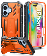 iPhone 16 Phone Case: Phone Cover with Built-in Screen Protector Orange