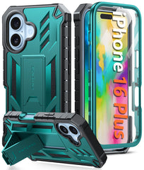 FNTCASE iPhone 16 Plus Case: Phone Cover with Built-in Screen Protector Green