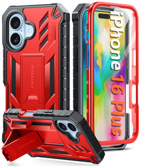 FNTCASE iPhone 16 Plus Case: Phone Cover with Built-in Screen Protector Red