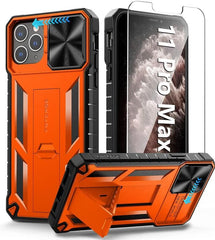 iPhone 11 Pro Max Protective Phone Case with Sliding Camera Cover Orange