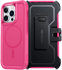 FNTCASE iPhone 13 Pro iPhone 14 Pro 用 マグネット式ケース: ベルトクリップホルスター付き二層保護電話カバー | ミリタリーグレードの落下防止保護、耐久性のある滑り止めテクスチャバック