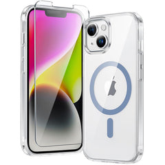 FNTCASE for iPhone 14 Plus Clear Phone Case: Magnetic Charging Shockproof Magsafe Support