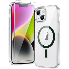 FNTCASE for iPhone 14 Plus Clear Phone Case: Magnetic Charging Shockproof Magsafe Support