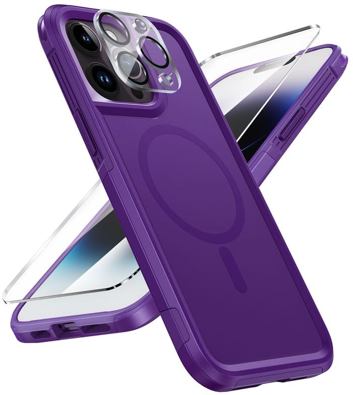 iPhone 14 Pro Max Phone Case Magnetic Drop Shockproof Protective Purple