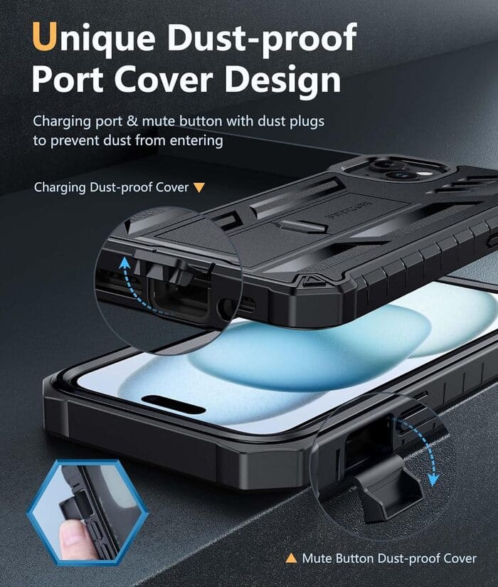 iPhone 15 Plus Military Grade Rugged Phone Cover with Built-in Screen Protector and Kickstand – FNTCASE OFFICIAL iPhone 15 Plus Military Grade Rugged Phone Cover with Built-in Screen Protector and Kickstand – FNTCASE OFFICIAL