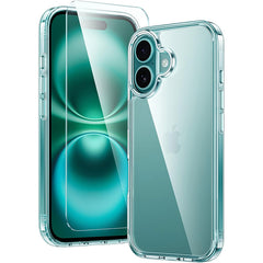 FNTCASE for iPhone 16 6.1 inch Clear Case: Wireless Charging Anti Yellowing Shockproof Phone Case