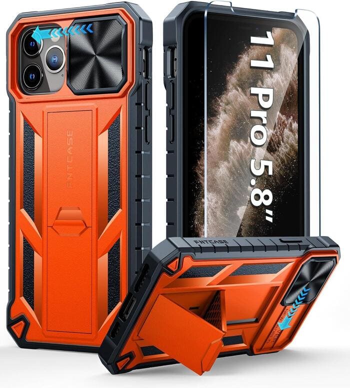 iPhone 11 Pro Dual Protective Case with Camera Cover and Stand FNTCASE