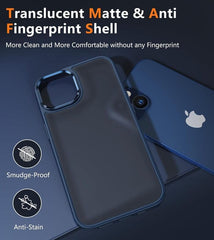 iPhone 14 iPhone 13 6.1 インチ ケース: 軍事グレードの耐衝撃性半透明マット ケース 頑丈な全身落下保護