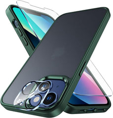 iPhone 14 iPhone 13 6.1 インチ ケース: 軍事グレードの耐衝撃性半透明マット ケース 頑丈な全身落下保護