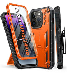 iPhone 14 Pro 13 Pro Phone Case with Belt Clip Holster and Kickstand FNTCASE