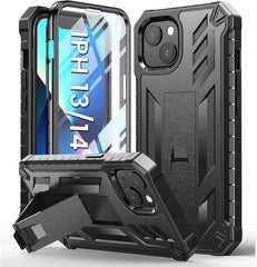 iPhone 13 iPhone 14 Military Shockproof Phone Case with Kickstand Black