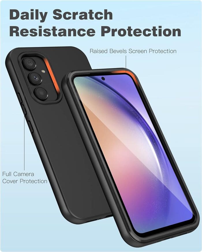 Galaxy A54 5G 6.4inch Slim Rugged Cover with Screen Protector Black FNTCASE
