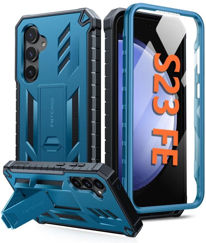 Samsung Galaxy S23 FE Phone Case with Built-in Screen Protector Blue
