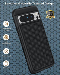 Pixel 8 Pro Case Shock Protective with Anti-Slip Textured Back Black
