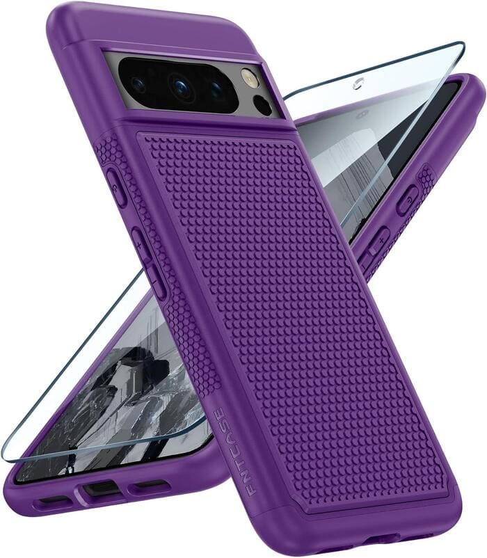 Pixel 8 Pro Case Shock Protective with Anti-Slip Textured Back Purple