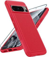 Pixel 8 Pro Case Shock Protective with Anti-Slip Textured Back Red