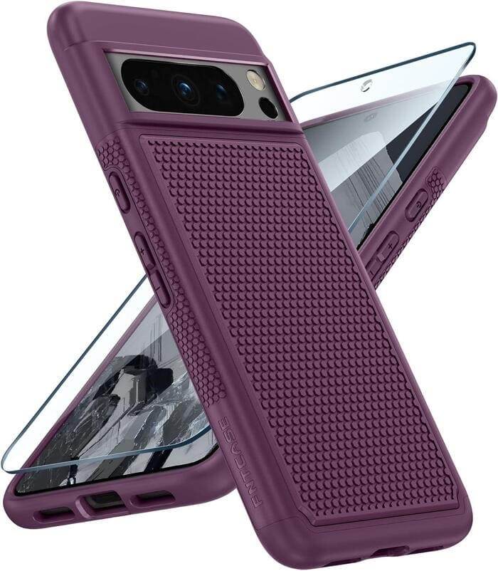 Pixel 8 Pro Case Shock Protective with Anti-Slip Textured Back Red Purple