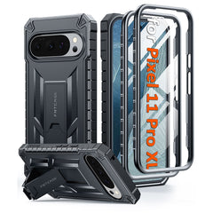 Google Pixel 11 Pro XL Case with Kickstand, Built-in Screen Protector, 2 Front Frames, 20FT Military Drop Protection, Shockproof TPU Rugged