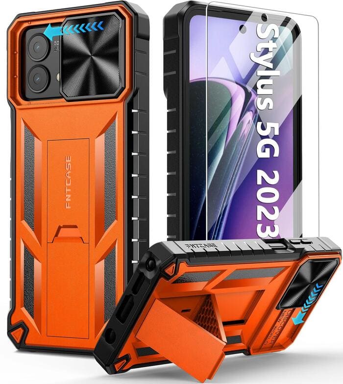 Moto G Stylus 5G 2023 Protective Case with Slidable Camera Cover Orange
