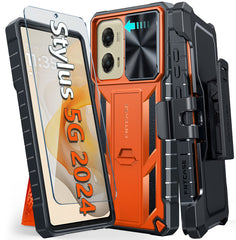 FNTCASE For Moto G Stylus 5G 2024 Phone Case: Rugged Protective Phone Case with Belt Clip Holster, Sliding Camera Lens Cover, and Kickstand